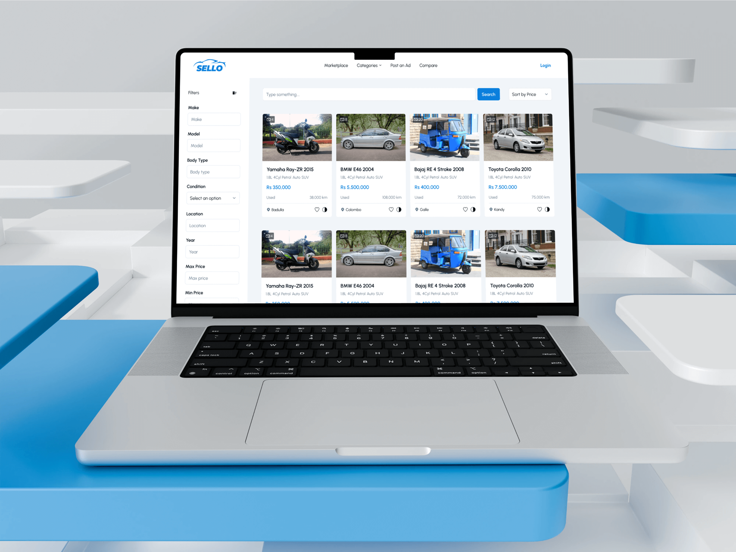 Vehicle details and contact seller screens